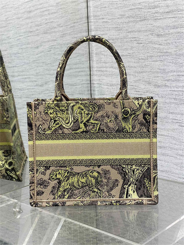 SMALL Dior BOOK TOTE Toile de Jouy Embroidery Sauvage Raffia High