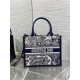 SMALL Dior BOOK TOTE Toile de Jouy Embroidery Blue With Strap High