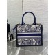 SMALL Dior BOOK TOTE Toile de Jouy Embroidery Blue With Strap High