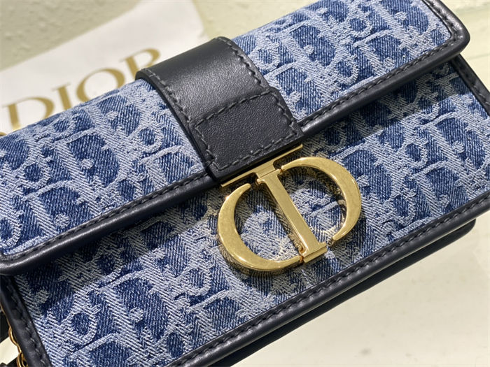 30 MONTAIGNE EAST-WEST BAG WITH CHAIN Dior Oblique Jacquard Blue Denim High