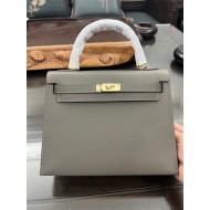 Hermes Kelly 25/28cm Sellier Bag Epsom Leather Silver/Gold Metal In Etain High