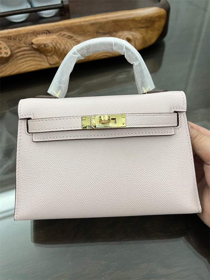 Hermes Kelly Mini II Bag Epsom Leather In Rose Sheherazade CTN High