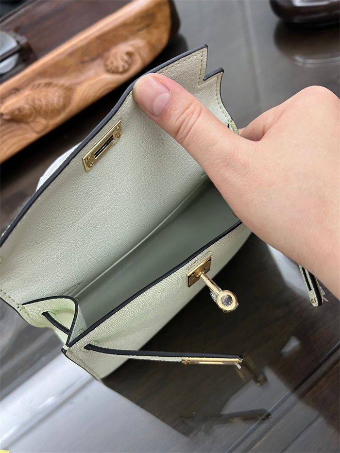 Hermes Kelly Mini II Bag Epsom Leather In Vert Fizz CTN High