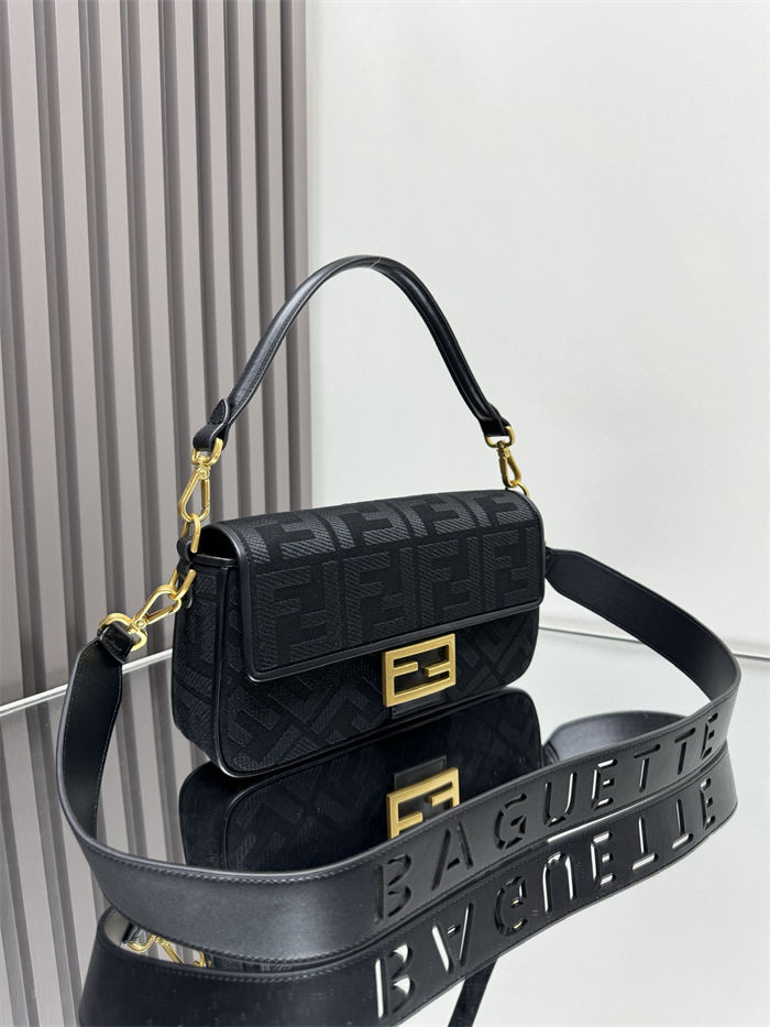 BAGUETTE canvas Laser Cut Strap bag Black High