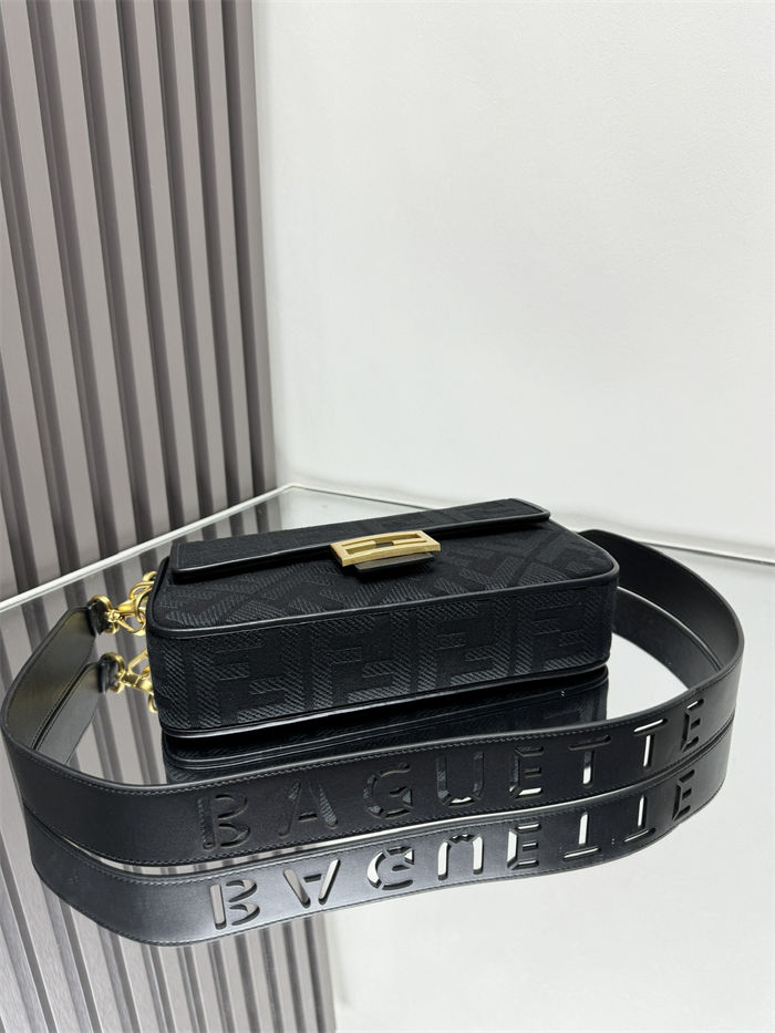 BAGUETTE canvas Laser Cut Strap bag Black High