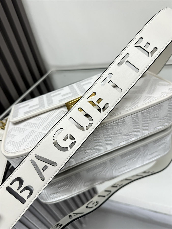 BAGUETTE canvas Laser Cut Strap bag White High