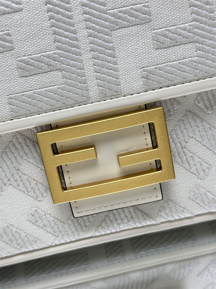 BAGUETTE canvas Laser Cut Strap bag White High