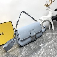 BAGUETTE Selleria bag with oversized topstitching Light Blue High