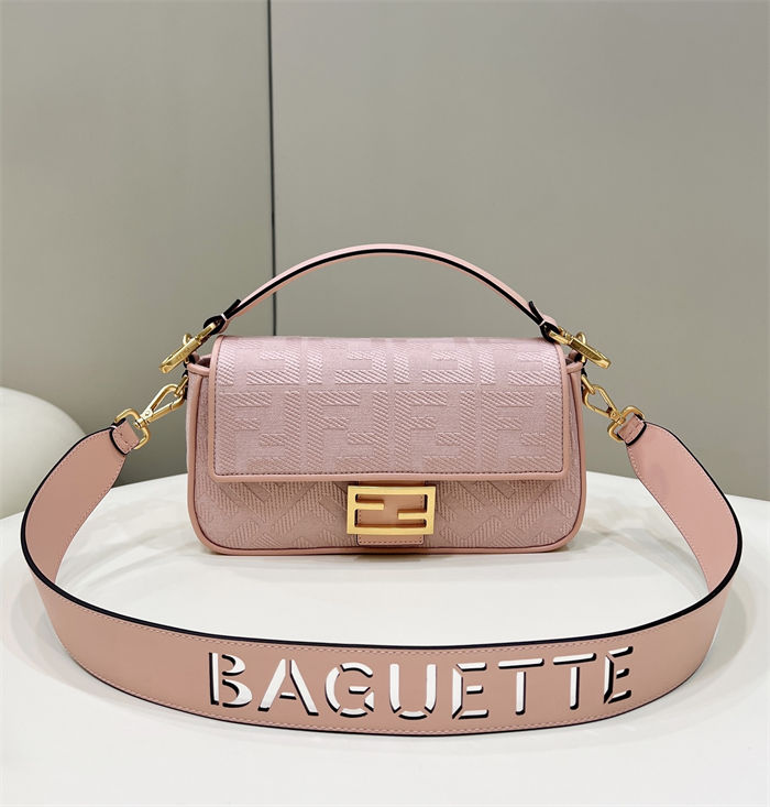 BAGUETTE canvas Laser Cut Strap bag Pink High