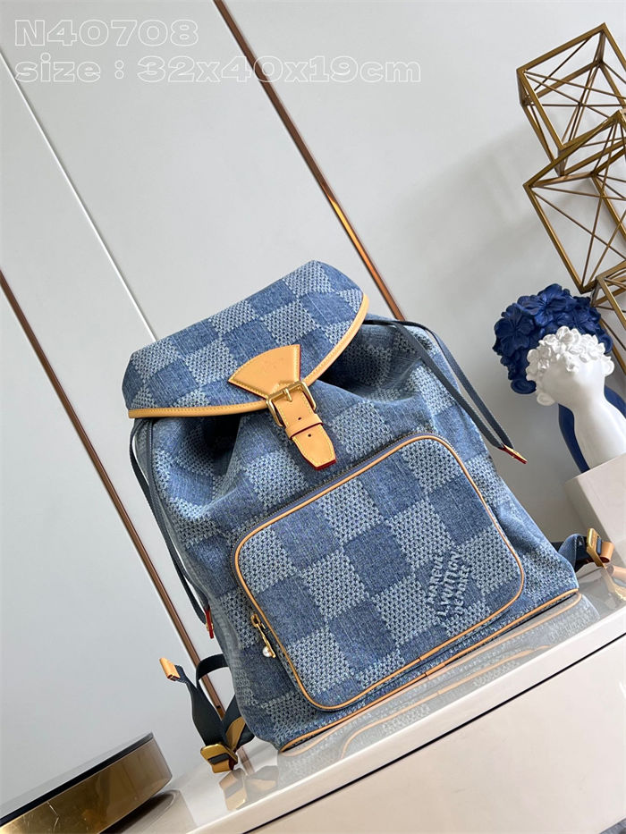 Louis Vuitton Montsouris Backpack Damier Denim 3D Canvas N40708 High