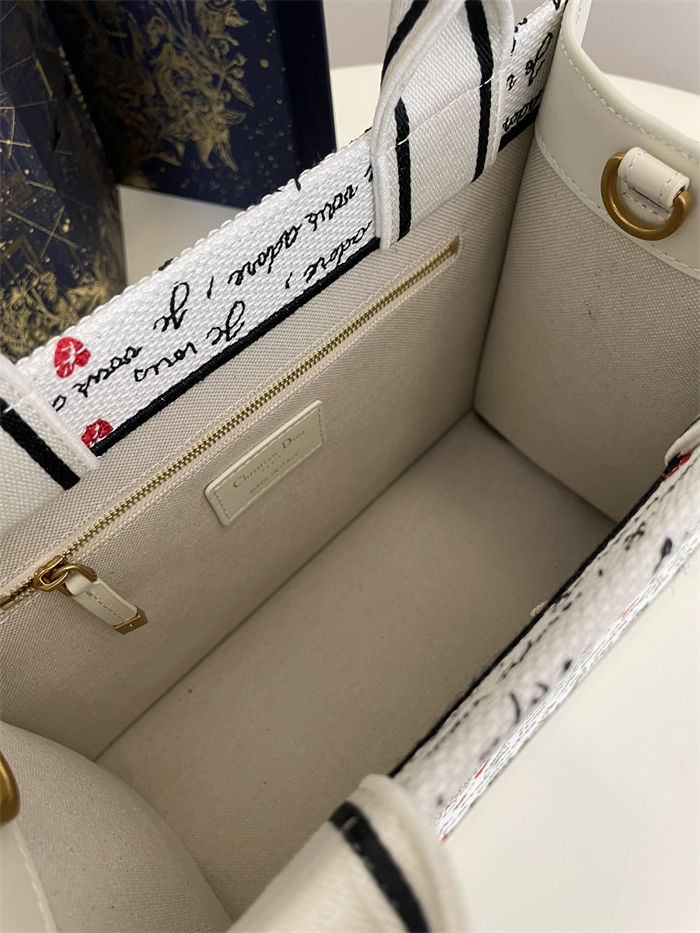 SMALL Dior BOOK TOTE Dioramour Je Vous Adore Embroidery With Strap High