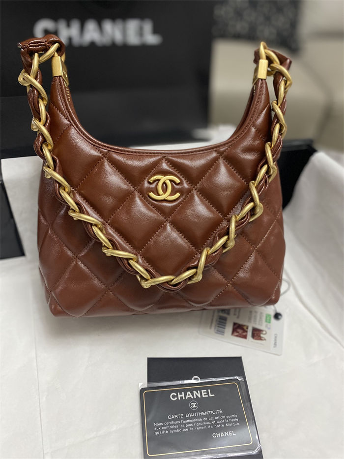 Chanel SMALL HOBO BAG AS4922 Shiny Lambskin & Gold Metal A