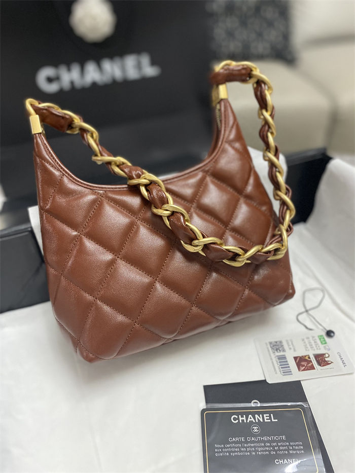 Chanel SMALL HOBO BAG AS4922 Shiny Lambskin & Gold Metal A