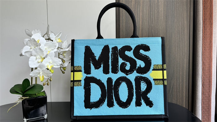 LARGE Dior BOOK TOTE Miss Dior Graffiti Embroidery High