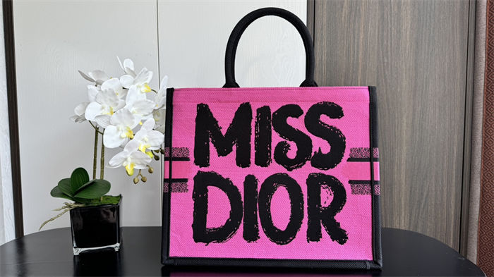 LARGE Dior BOOK TOTE Miss Dior Graffiti Embroidery High