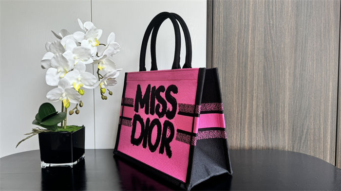 MEDIUM Dior BOOK TOTE Miss Dior Graffiti Embroidery High