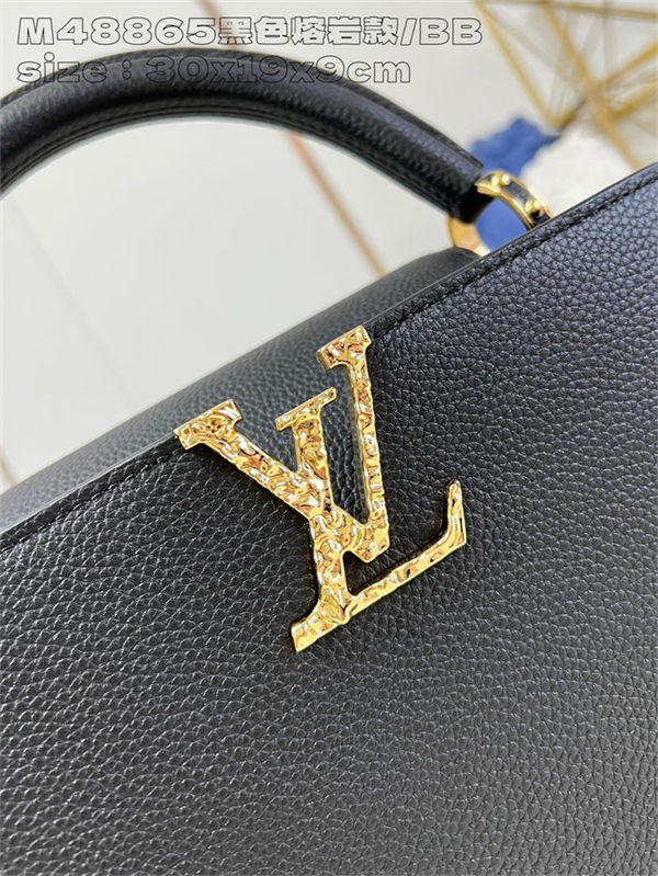 Louis Vuitton Capucines East-West MM Grained calfskin M48865/M24664 Black High