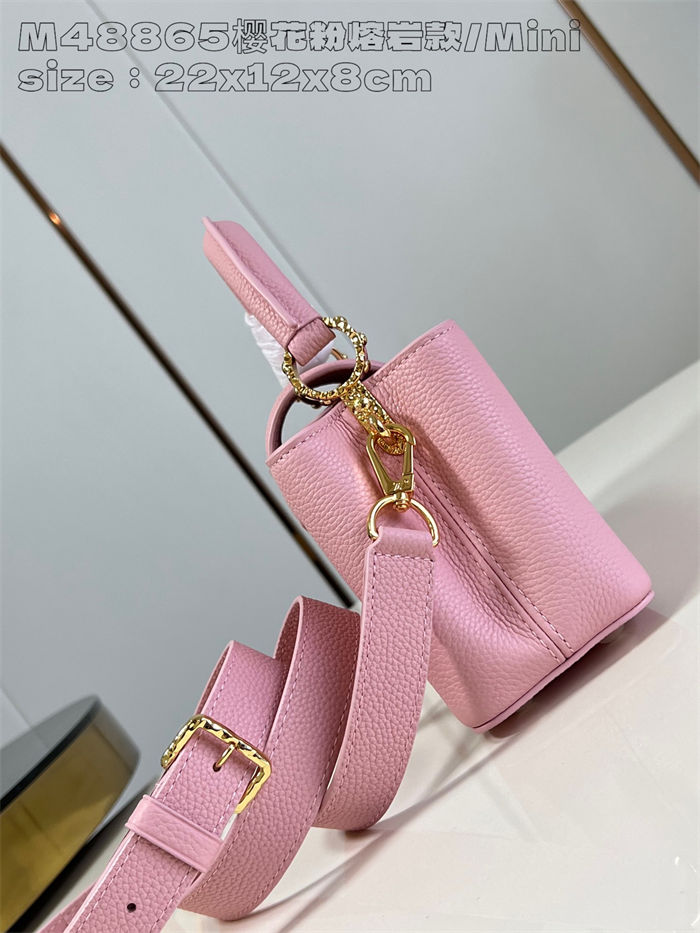 Louis Vuitton Capucines East-West Mini Grained calfskin M48865/M24671 Pink High