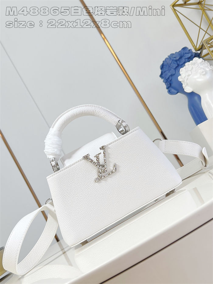 Louis Vuitton Capucines East-West Mini Grained calfskin M48865/M24671 White High