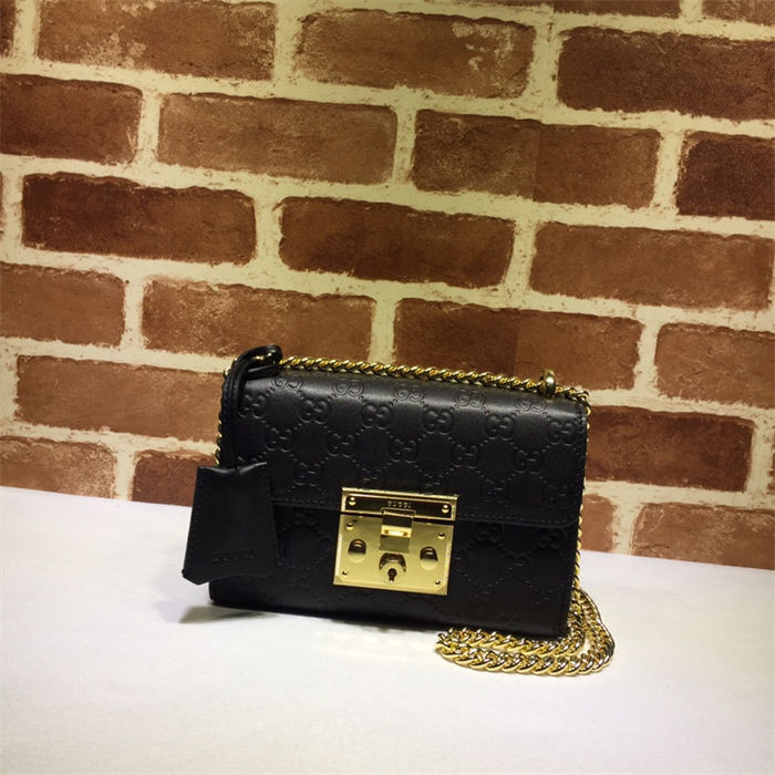 Gucci Padlock small GG shoulder bag 409487 Black High