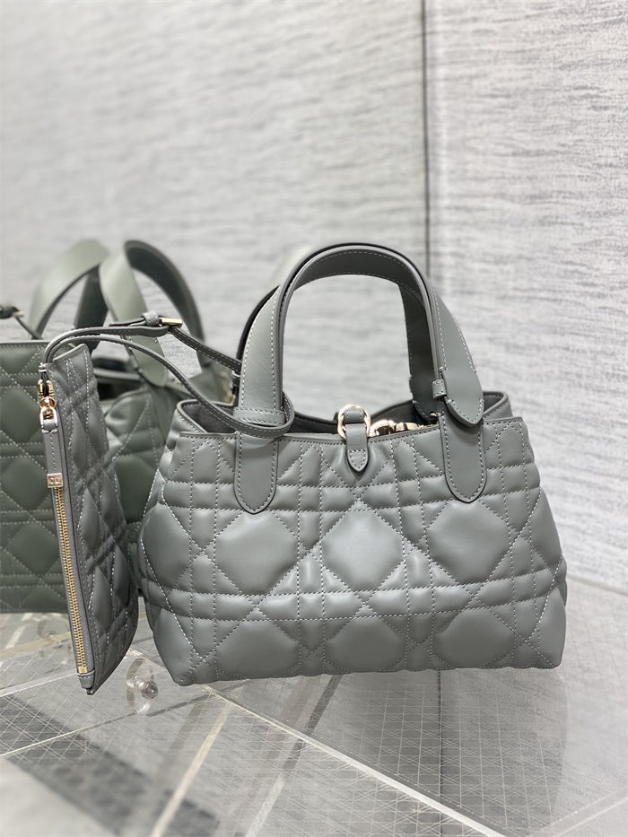 DIOR TOUJOURS BAG SMALL Macrocannage Calfskin Stone Gray High