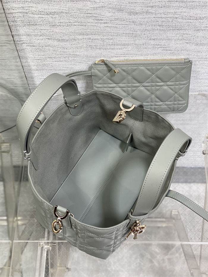 DIOR TOUJOURS BAG SMALL Macrocannage Calfskin Stone Gray High