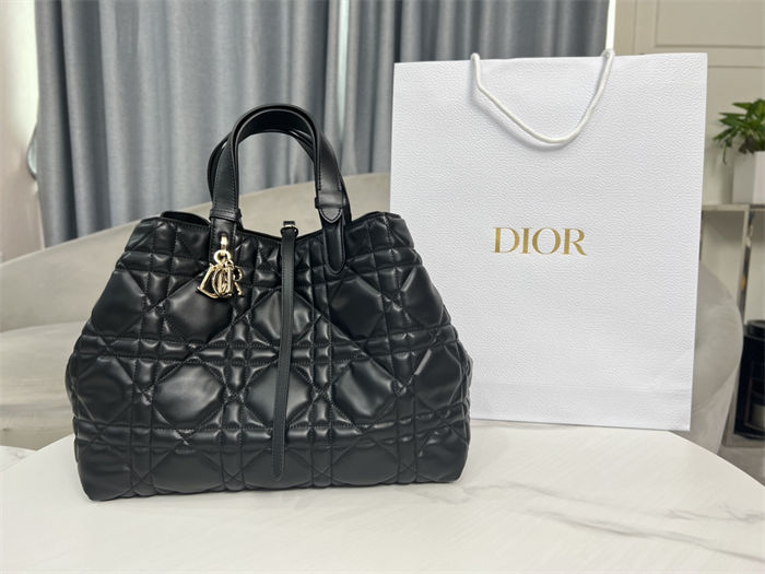 DIOR TOUJOURS BAG LARGE Macrocannage Calfskin Black High