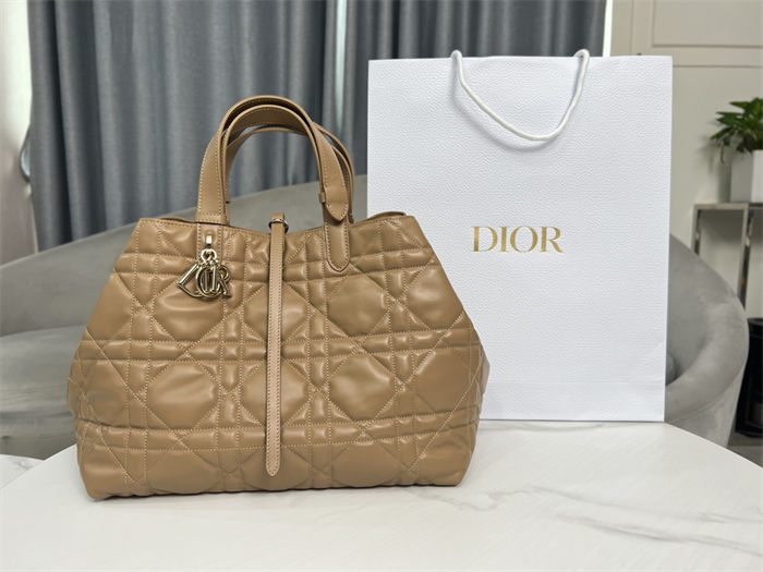 DIOR TOUJOURS BAG LARGE Macrocannage Calfskin Tan High