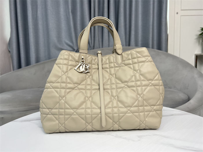 DIOR TOUJOURS BAG LARGE Macrocannage Calfskin Powder Beige High