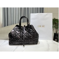 DIOR TOUJOURS BAG LARGE Macrocannage Crinkled Calfskin Black High