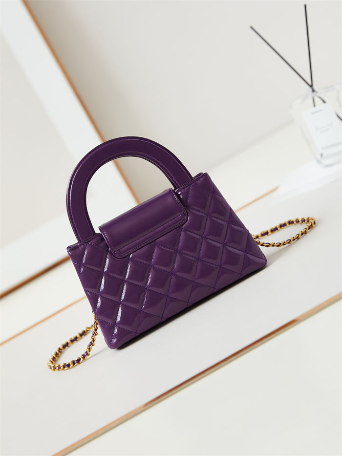 Chanel MINI SHOPPING BAG AS4416 Shiny Aged Calfskin & Gold-Tone Metal Purple High