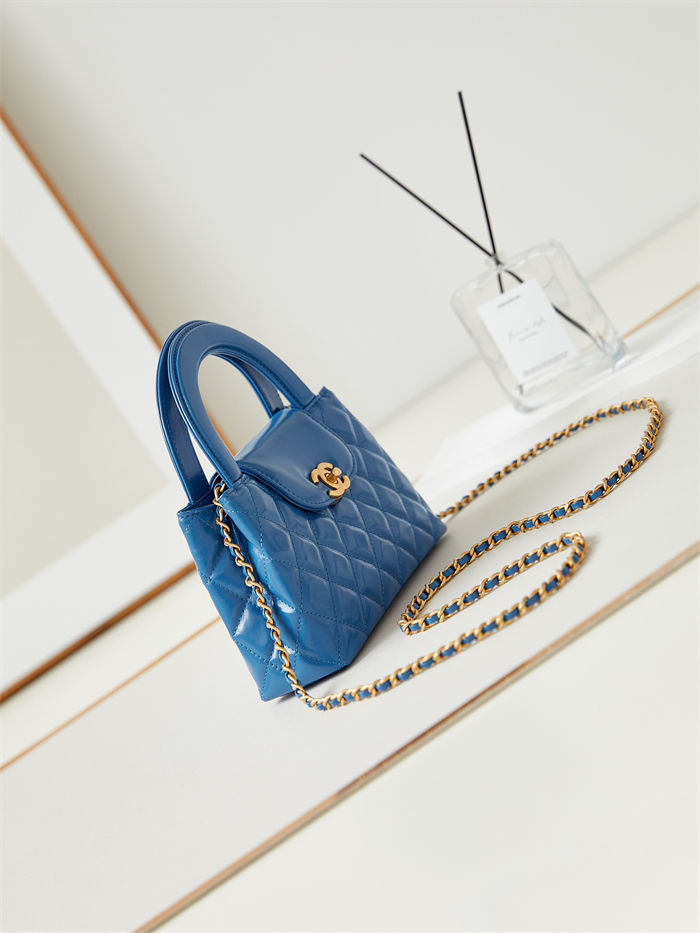 Chanel MINI SHOPPING BAG AS4416 Shiny Aged Calfskin & Gold-Tone Metal Blue-Royal High