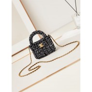 Chanel CLUTCH WITH CHAIN AP3435 Cotton Tweed & Gold-Tone Metal Black High