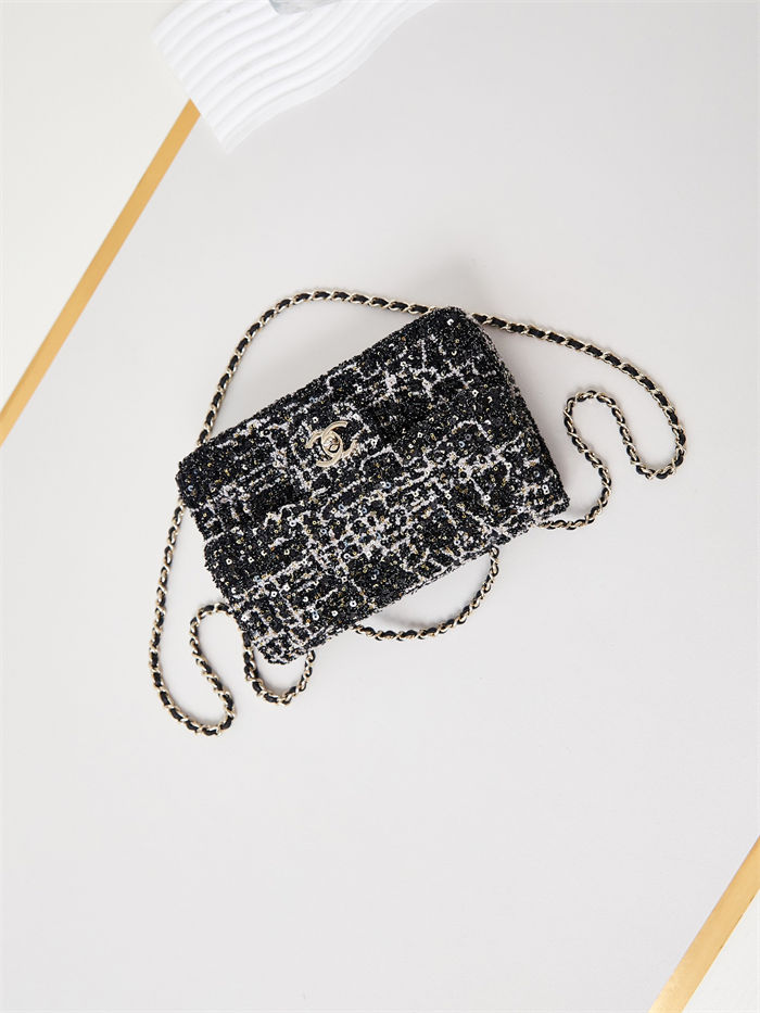 SMALL FLAP BAG AS3269 Sequins & Gold-Tone Metal A