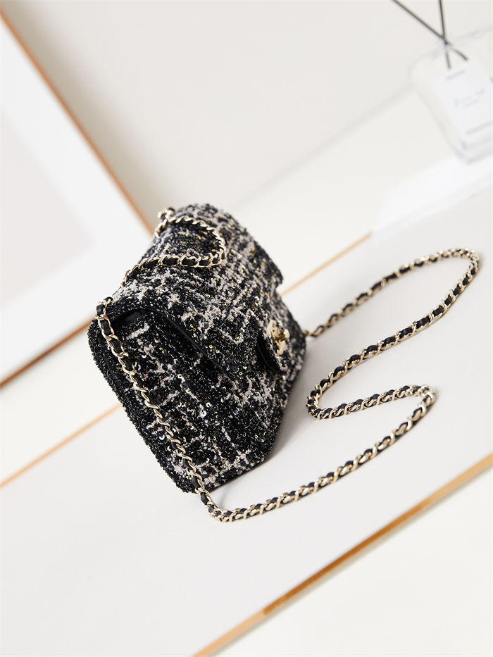 SMALL FLAP BAG AS3269 Sequins & Gold-Tone Metal A