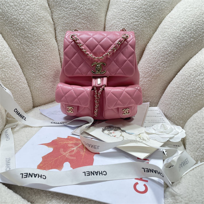 Chanel BACKPACK AS3860 Calfskin & Gold-Tone Metal Pink A