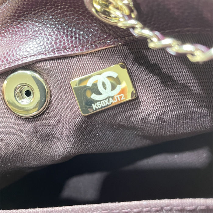 Chanel SMALL BACKPACK AS3787 Grained Shiny Calfskin & Gold-Tone Metal Burgundy A