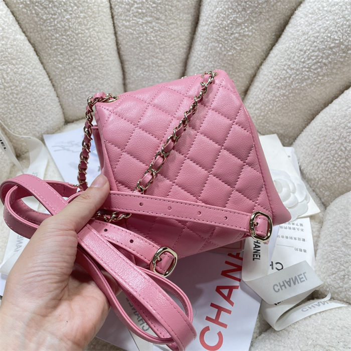 Chanel SMALL BACKPACK AS3787 Calfskin & Gold-Tone Metal Pink A