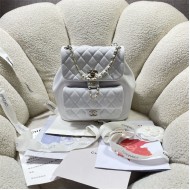 Chanel Duma Backpack 3618 Calfskin Gold-Tone Metal White A