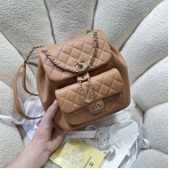 Chanel Duma Backpack 3618 Calfskin Gold-Tone Metal Caramel A