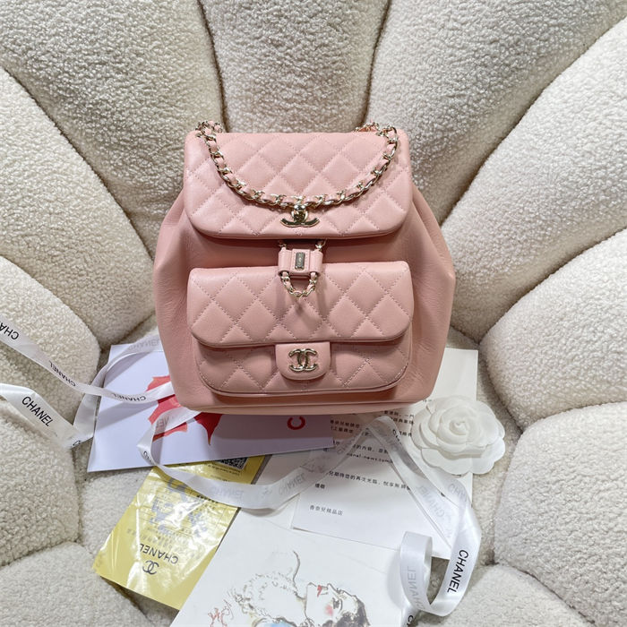 Chanel Duma Backpack 3618 Calfskin Gold-Tone Metal Pink A