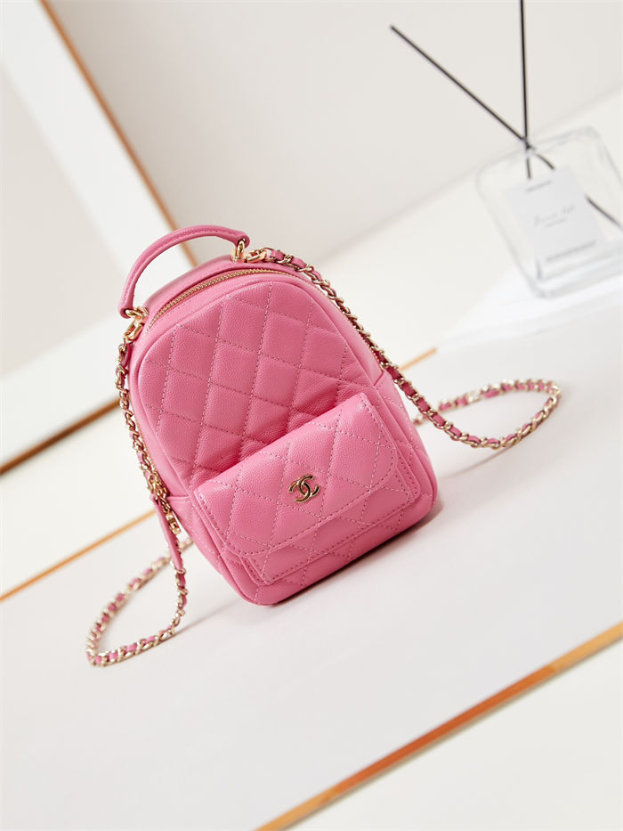 Chanel Mini Backpack Grained Calfskin Gold-Tone Metal AP3753 Pink High