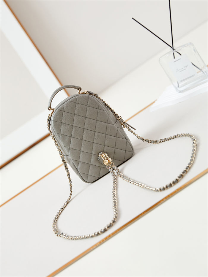 Chanel Mini Backpack Grained Calfskin Gold-Tone Metal AP3753 Grey High