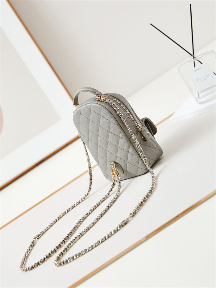 Chanel Mini Backpack Grained Calfskin Gold-Tone Metal AP3753 Grey High