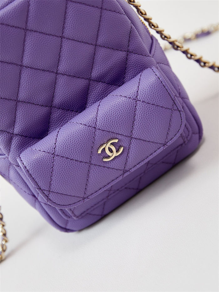 Chanel Mini Backpack Grained Calfskin Gold-Tone Metal AP3753 Purple High