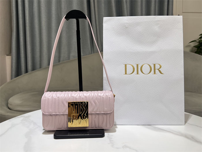 MISS DIOR FLAP BAG Quilted Miss Dior Allover Calfskin Pink High