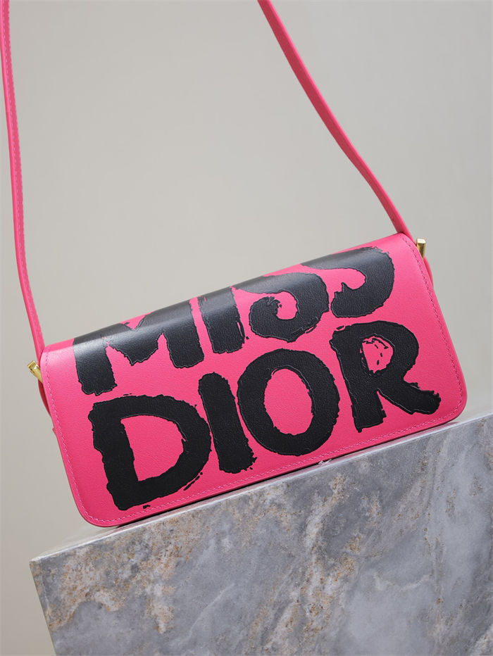 MISS DIOR FLAP BAG Miss Dior Graffiti Printed Calfskin Fuchsia High