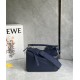 Small Puzzle bag in satin calfskin with jacquard strap Abyss Blue High