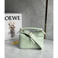 Small Puzzle bag in satin calfskin with jacquard strap Green High