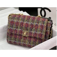 Large Chanel 19 Flap Bag Tweed Gold-Tone Green High